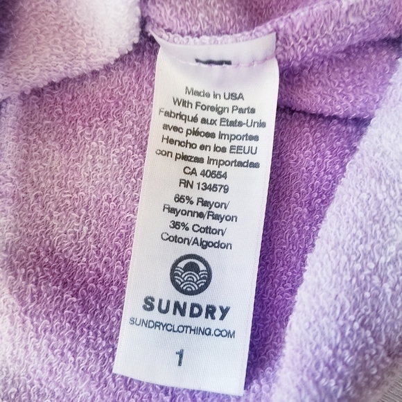 NEW Sundry | Purple Tie‎ Dye Sweatshirt size 1 - Picture 6 of 10